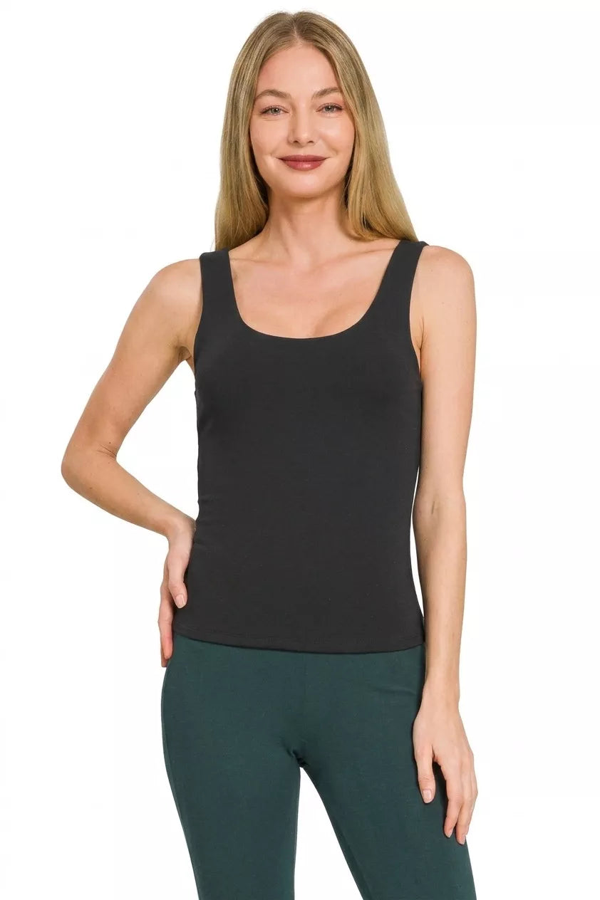 Zenana Double Layered Double Scoop Tank Top - Lilixa.store