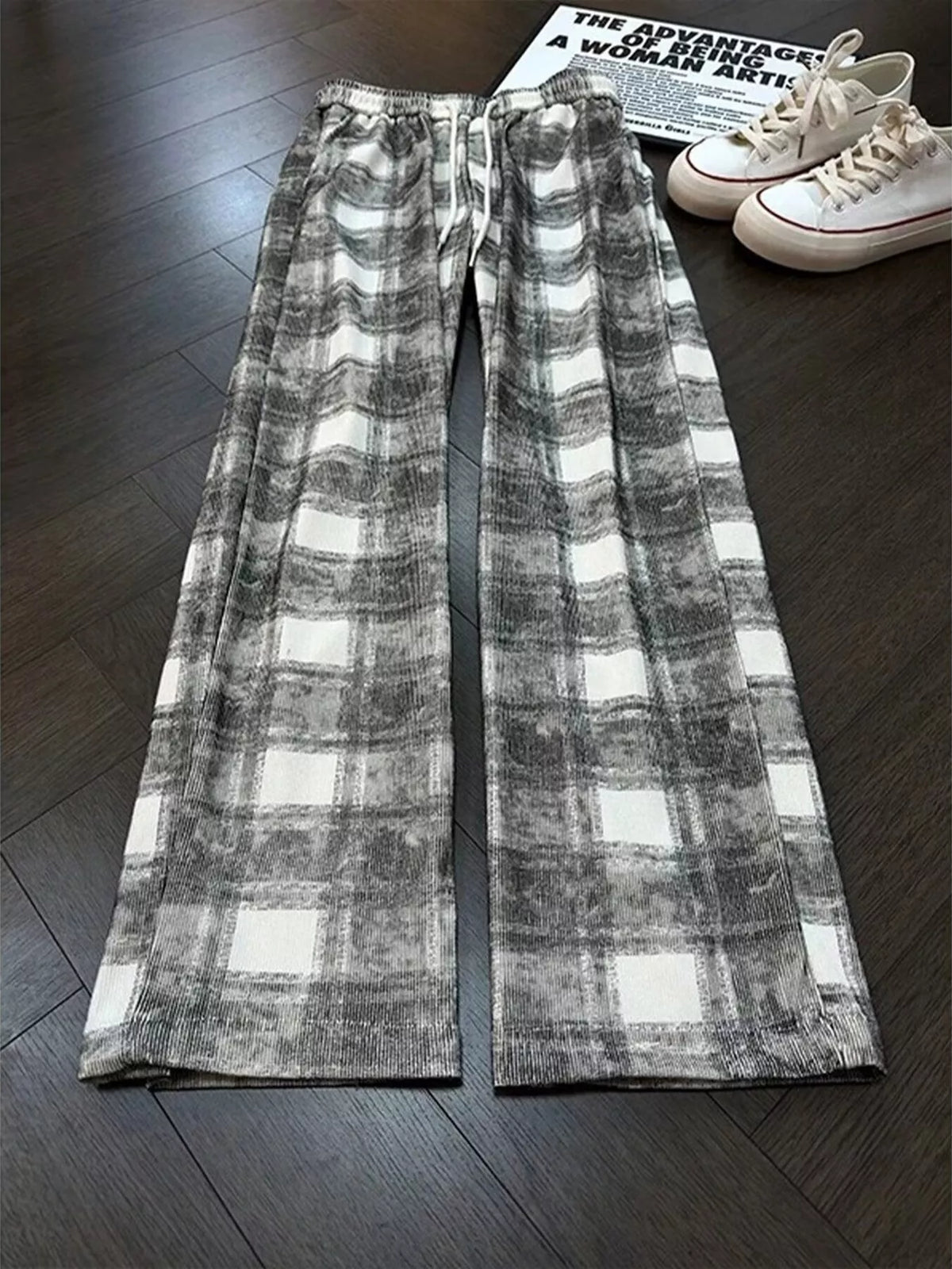 Men's Plaid Wide-Leg Pants