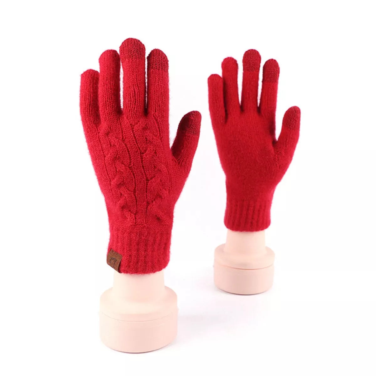 Heart Pattern Knitted Touchscreen Gloves - Lilixa.store