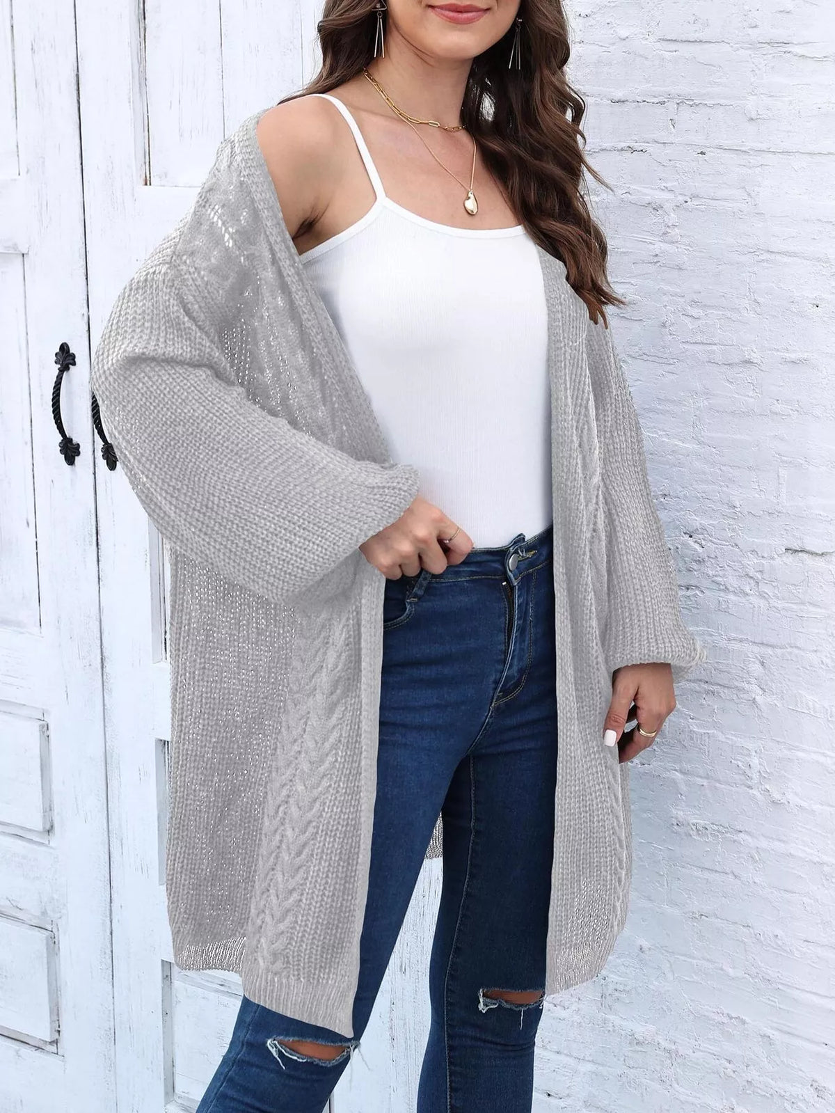 Open Front Long Sleeve Cardigan - Lilixa.store