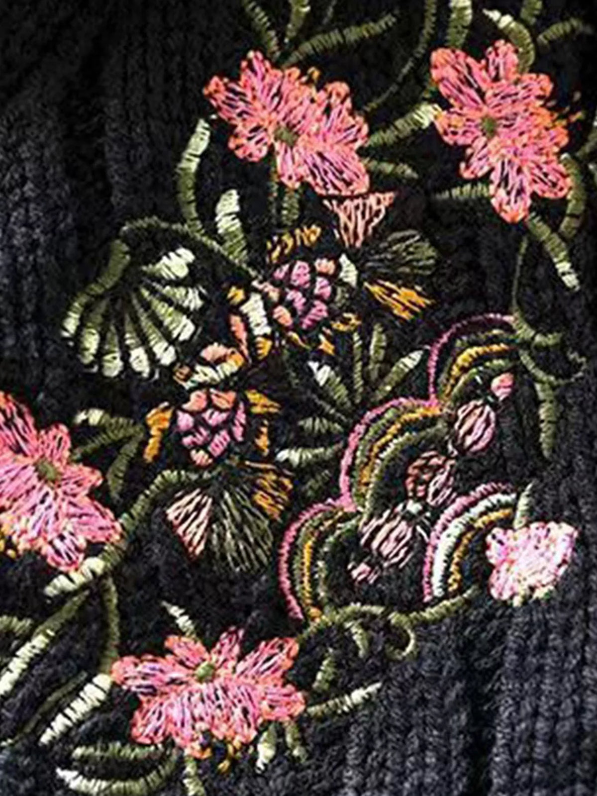 Floral Embroidered V-Neck Button-Down Sweater Vest - Lilixa.store