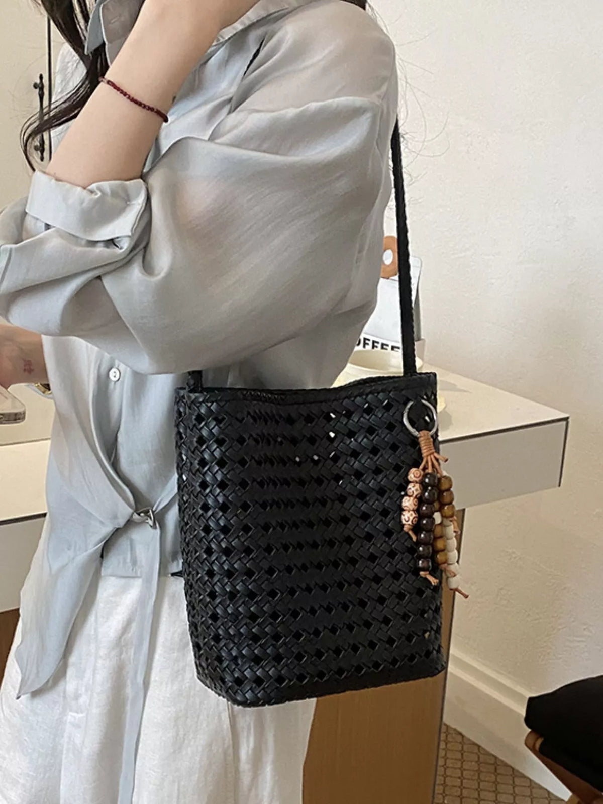 Woven Leather Shoulder Bag - Lilixa.store
