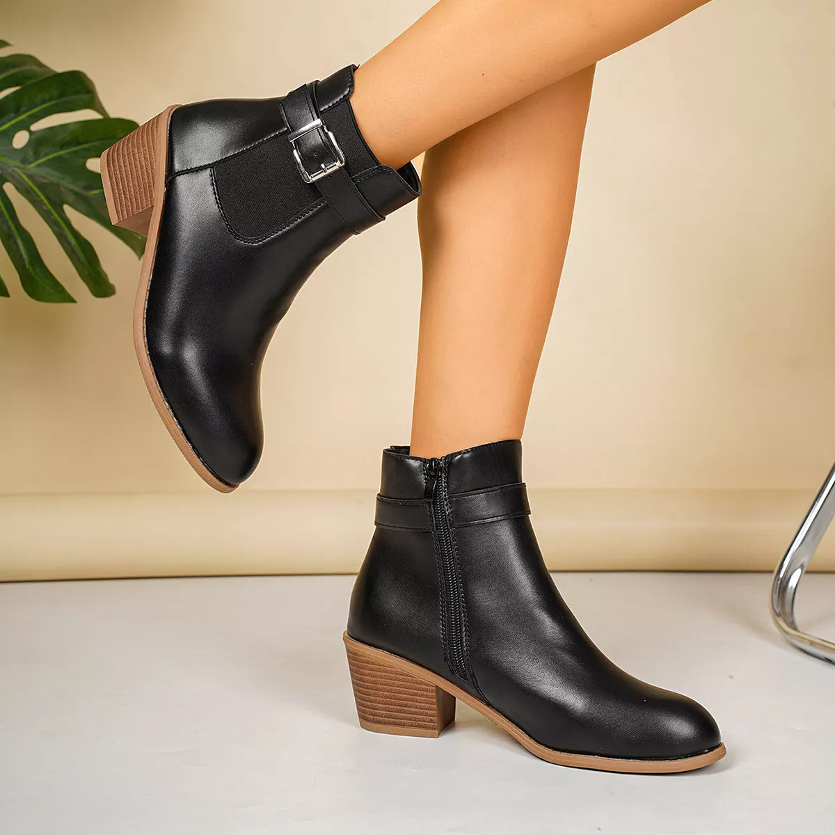 Point Toe Block Heels Boots - Lilixa.store