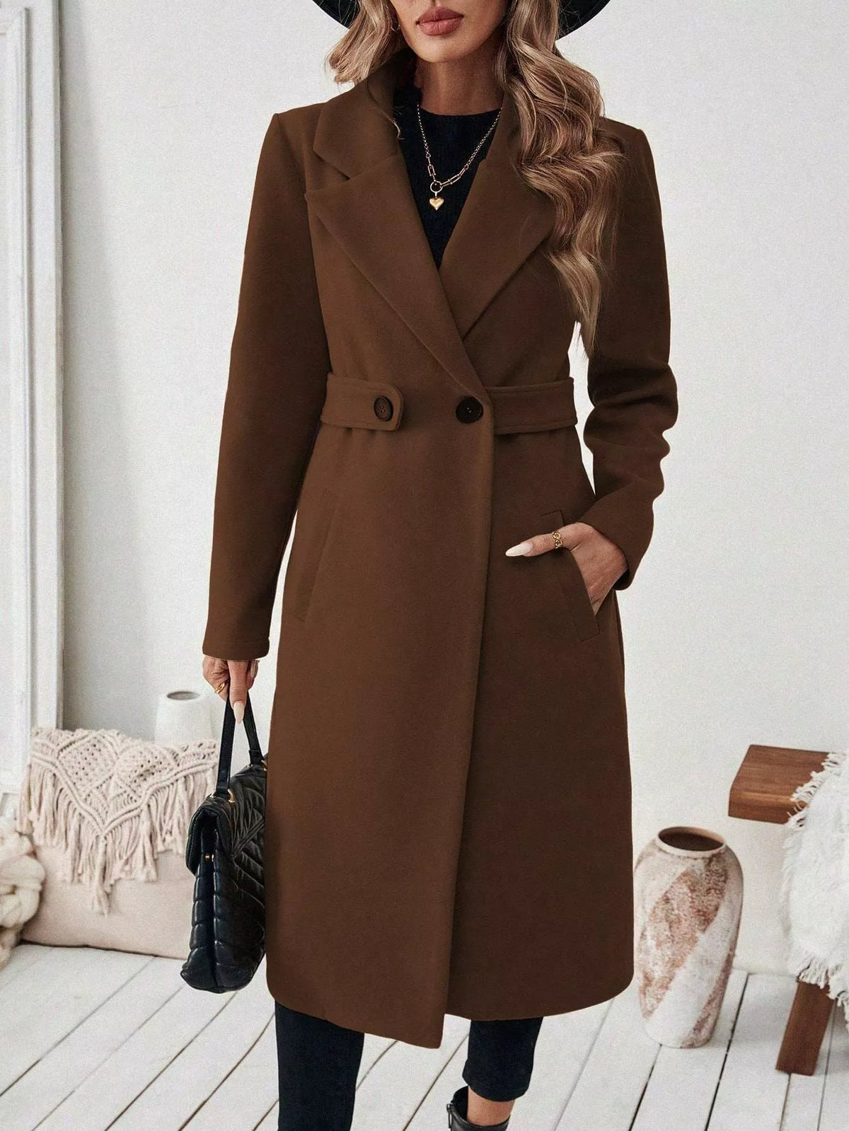 Single-Button Longline Coat - Lilixa.store