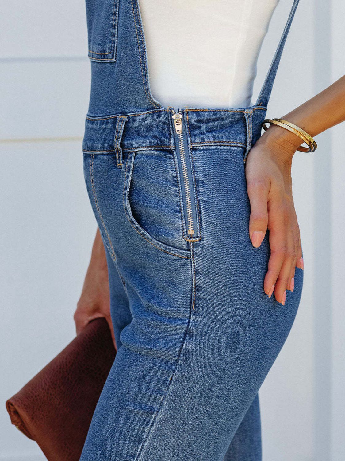 Raw Hem Denim Overall - Lilixa.store
