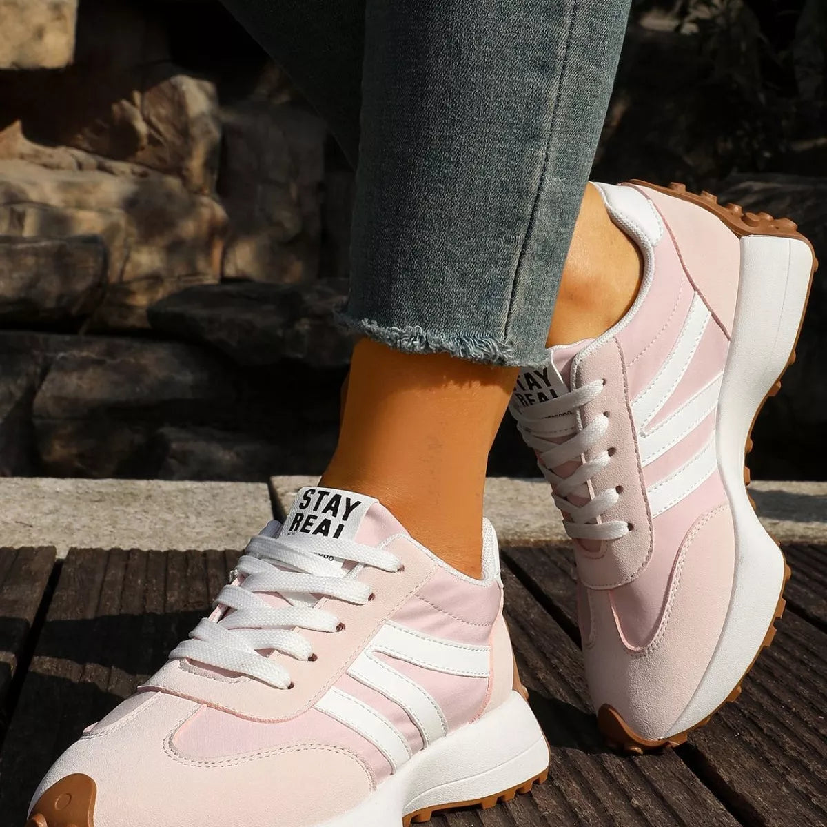 Round Toe Lace Up Sneakers - Lilixa.store