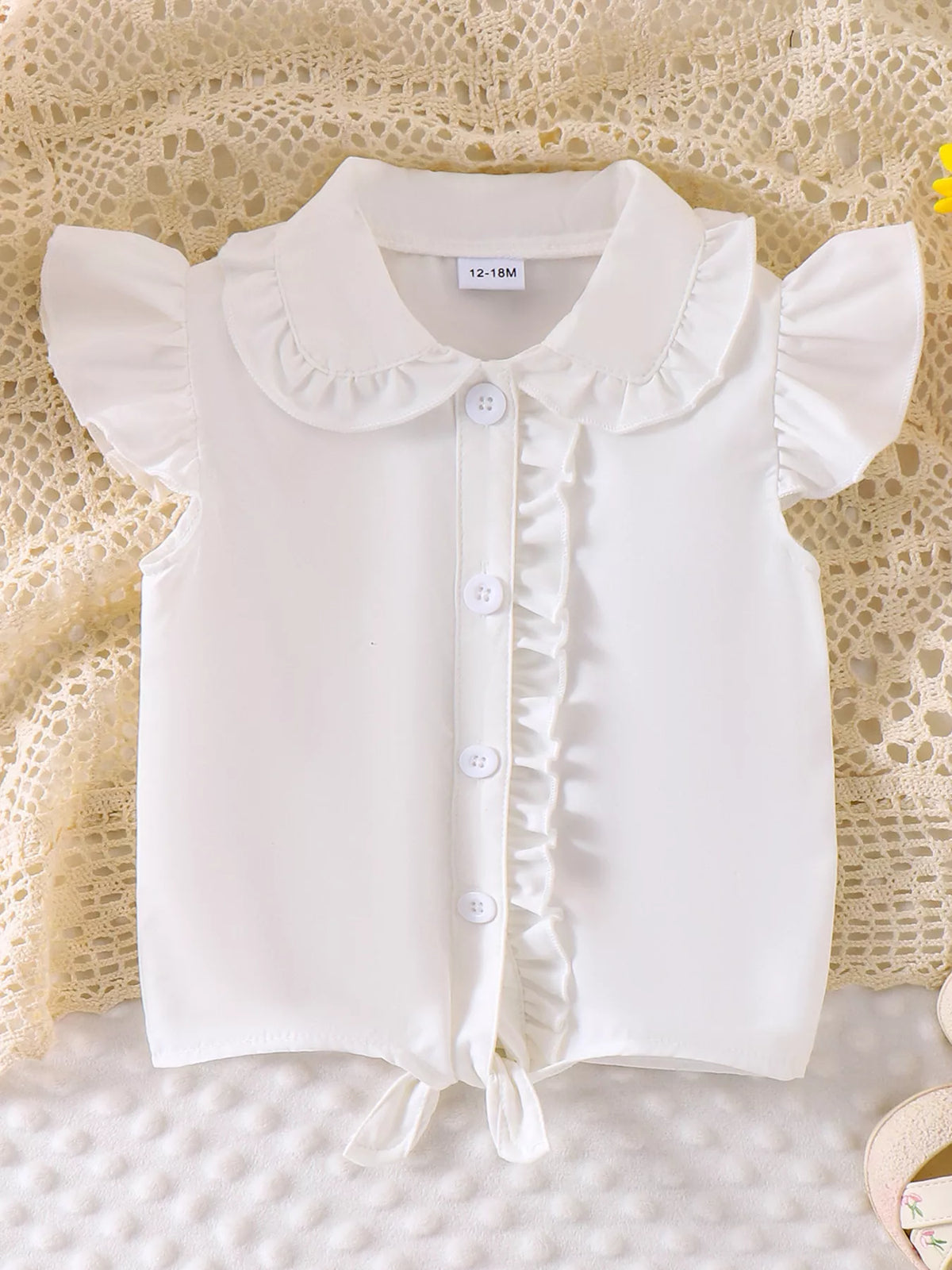 Children's Gingham Ruffle Collar Sleeveless Shirt - Lilixa.store