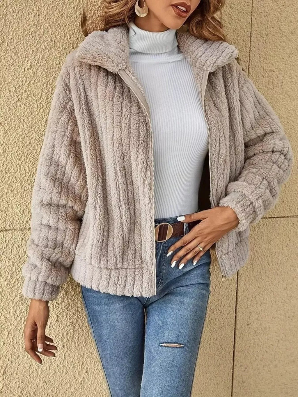 Fleece Zip-Up Outerwear - Lilixa.store