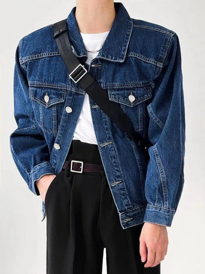 Men's Plus Size Button Up Long Sleeve Denim Jacket - Lilixa.store