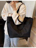 Oxford Cloth Shoulder Bag in Black, view 8