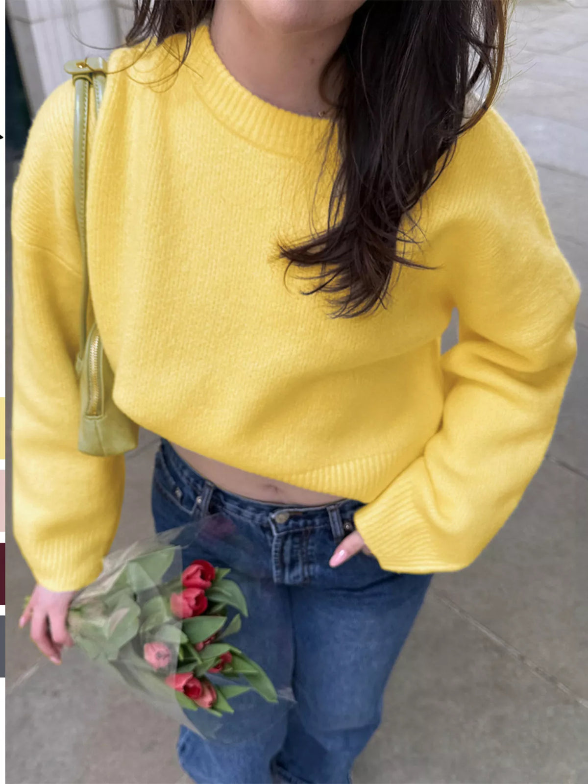 Ribbed Round Neck Dropped Shoulder Sweater - Lilixa.store