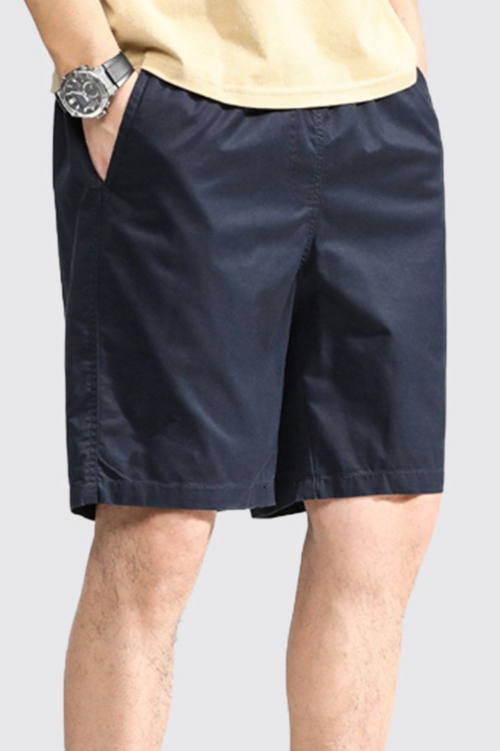 Men's Plus Size Casual Shorts with Pockets in Dark Blue