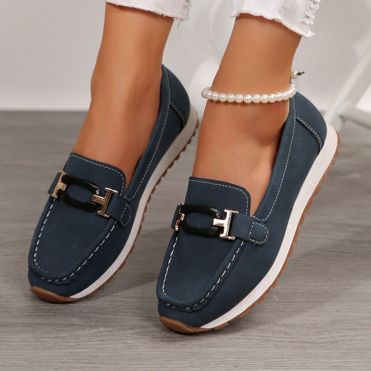Buckle Decor Casual Slip-Ons, view 3