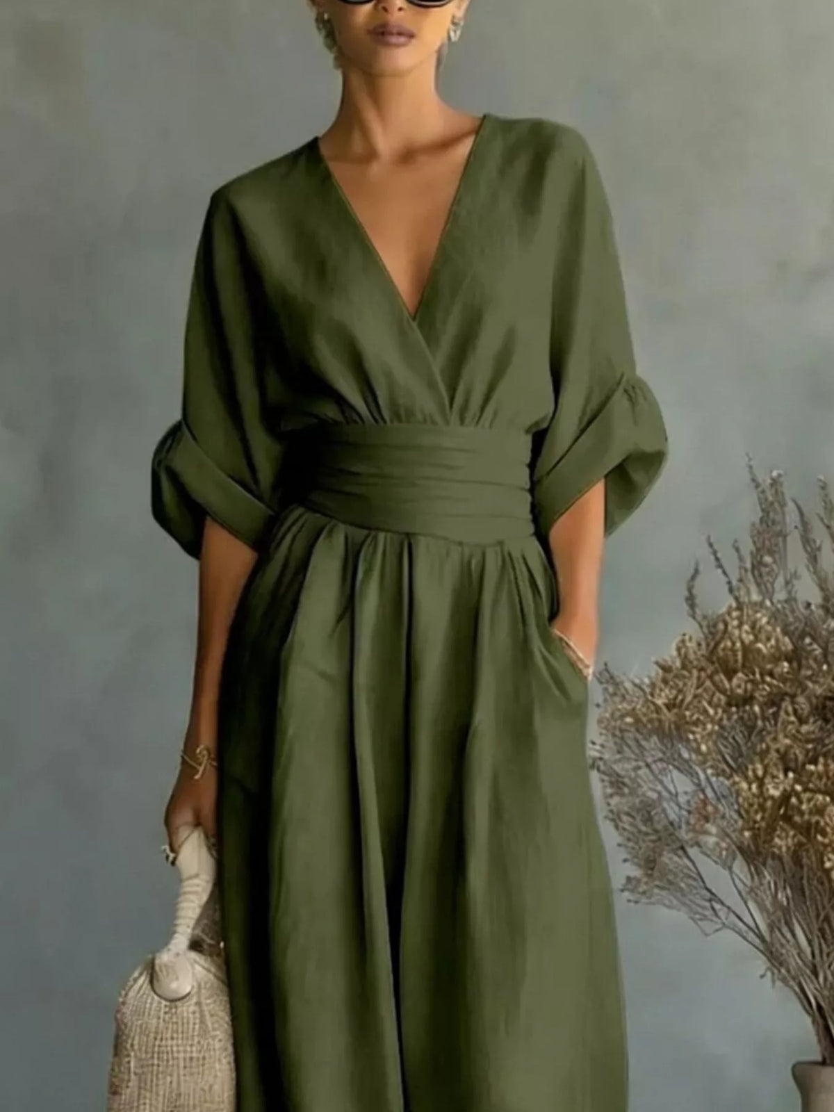 Full Size Half Sleeve Wide-Leg Jumpsuit Plus Size - Lilixa.store