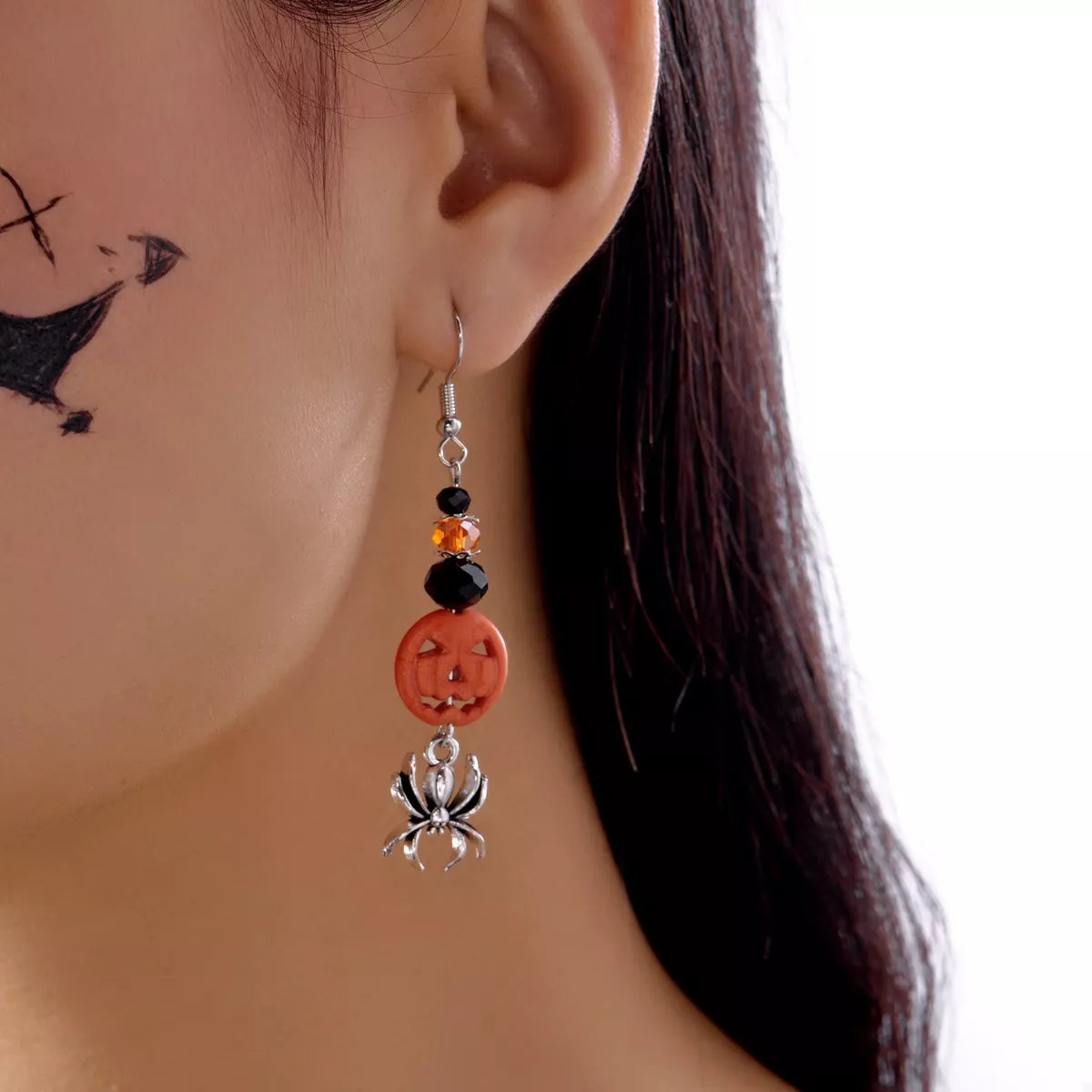 Halloween Spider Pumpkin Drop Earrings - Lilixa.store
