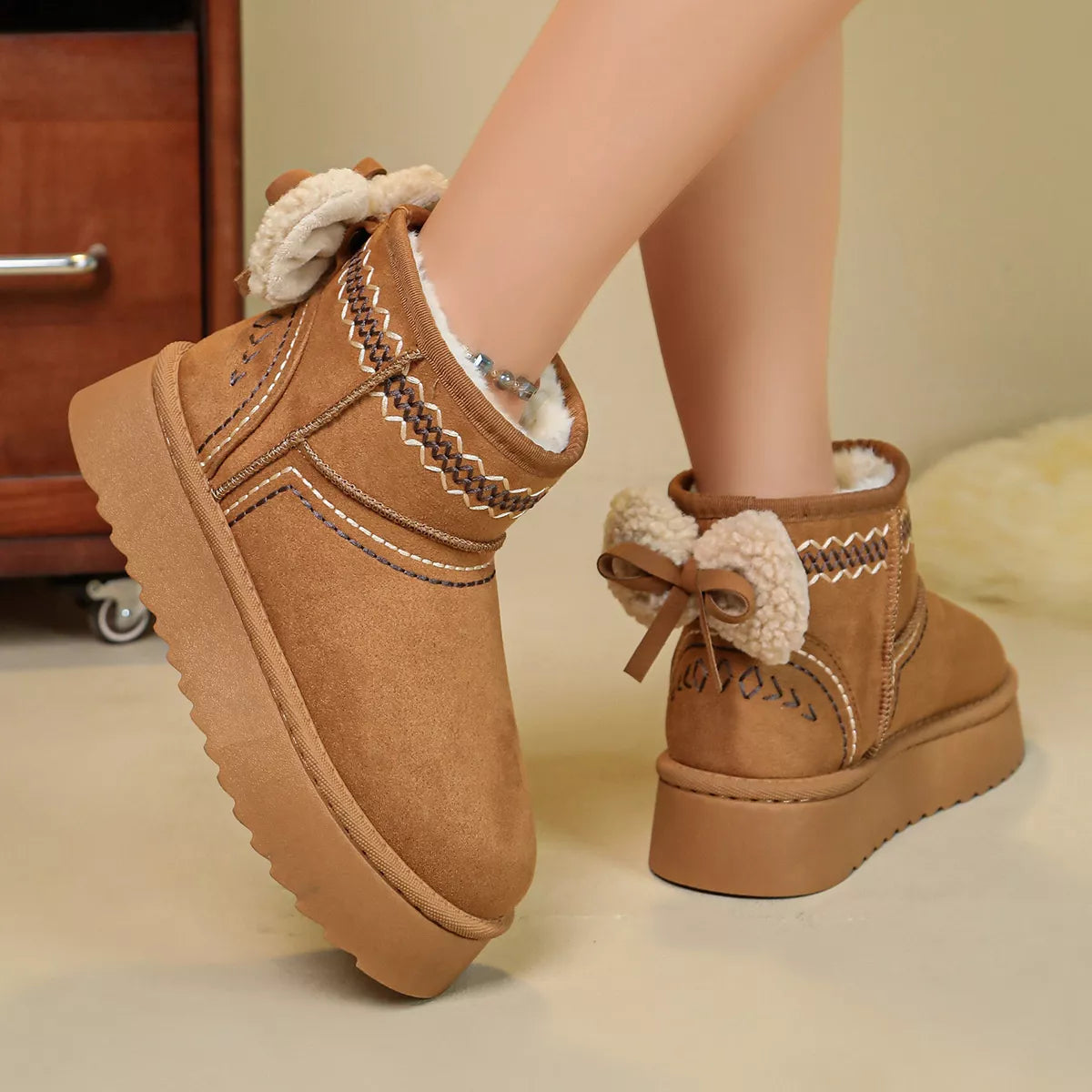 Round Toe Platform Boots - Lilixa.store