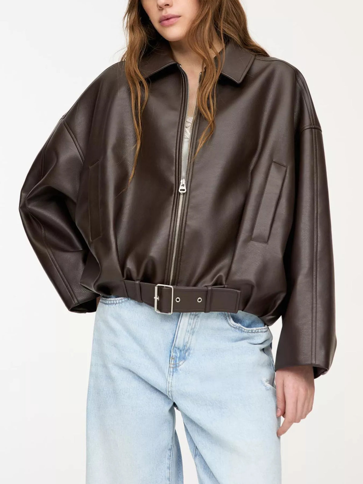 Faux Leather Zip Up Jacket - Lilixa.store