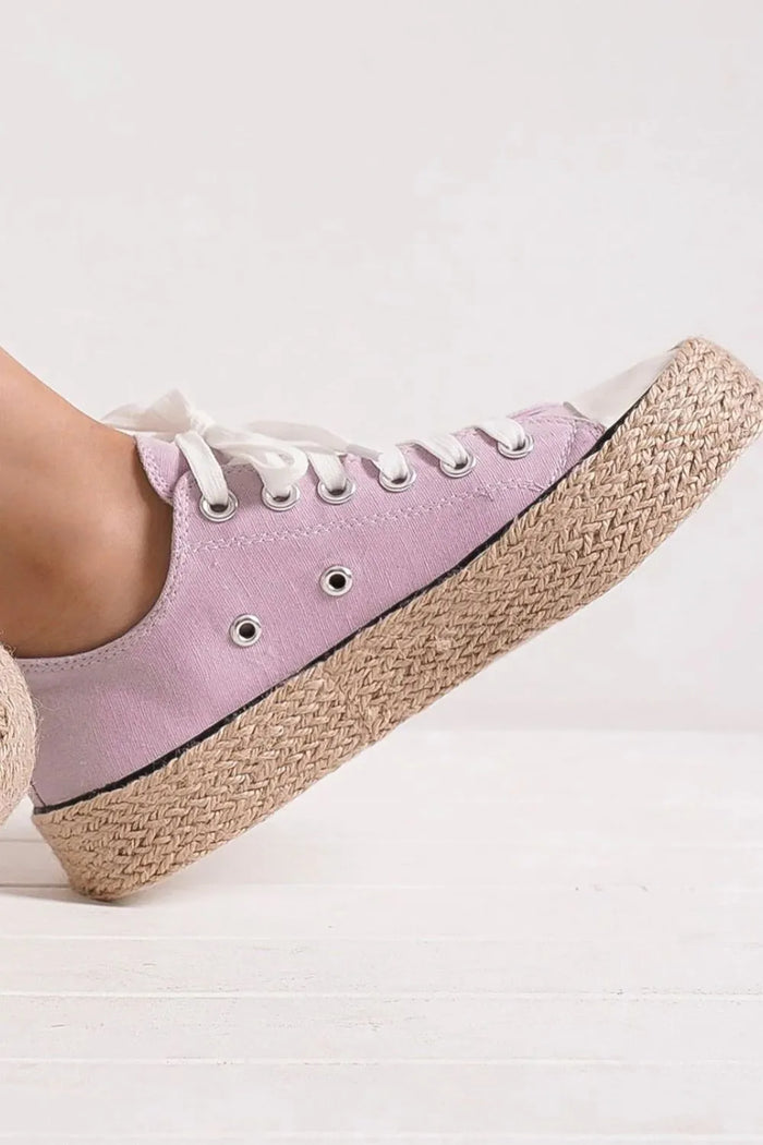 Beast Fashion Lace Up Woven Espadrille Sole Sneakers - Lilixa.store