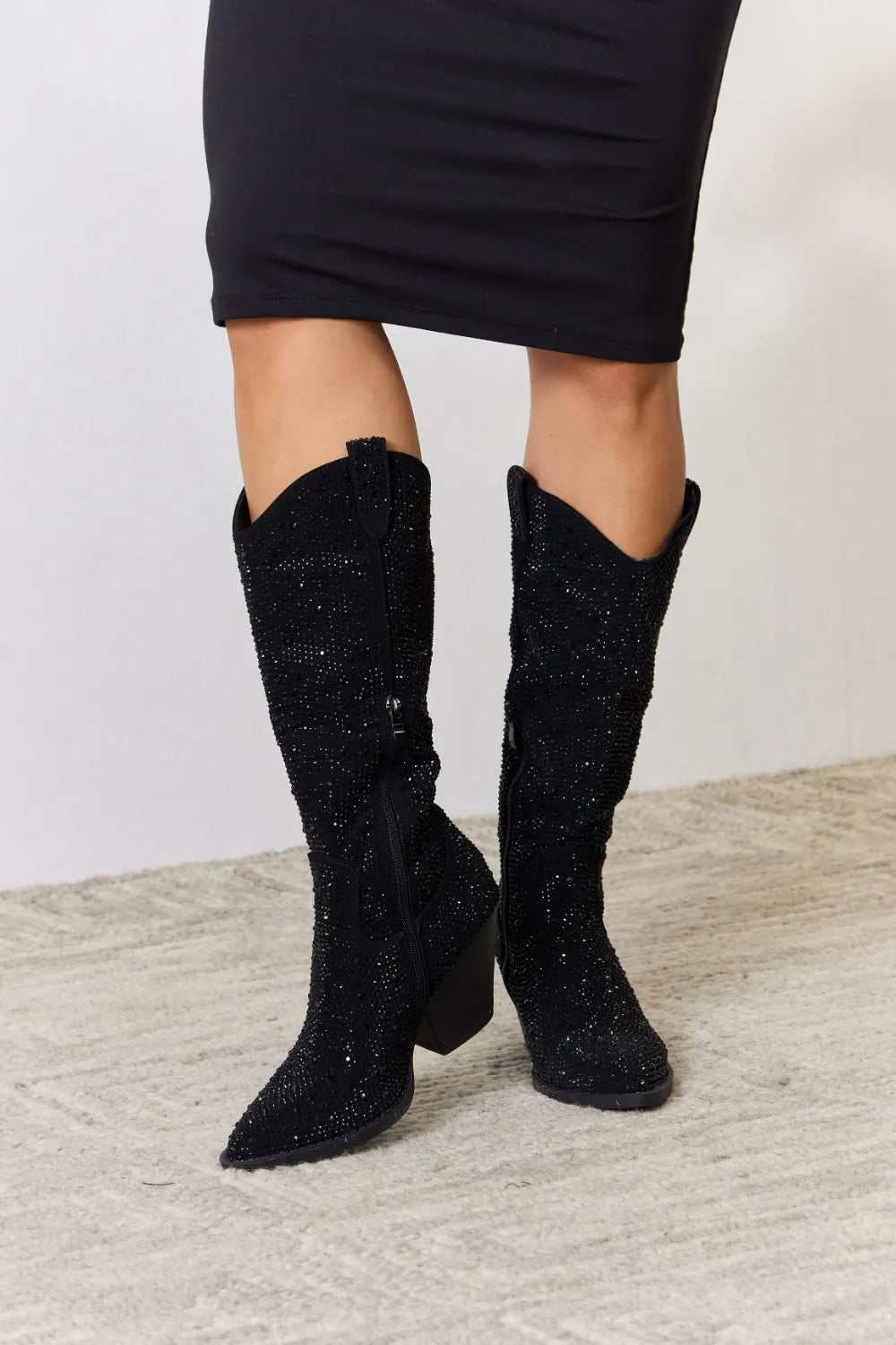 Forever Link Rhinestone Knee High Cowboy Boots - Lilixa.store