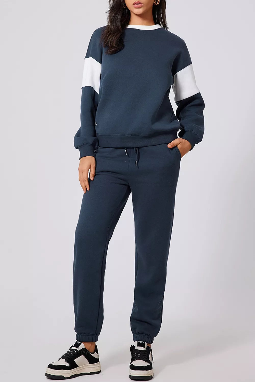 Drop Shoulder Loose Sweatshirt and Joggers Active Set - Lilixa.store