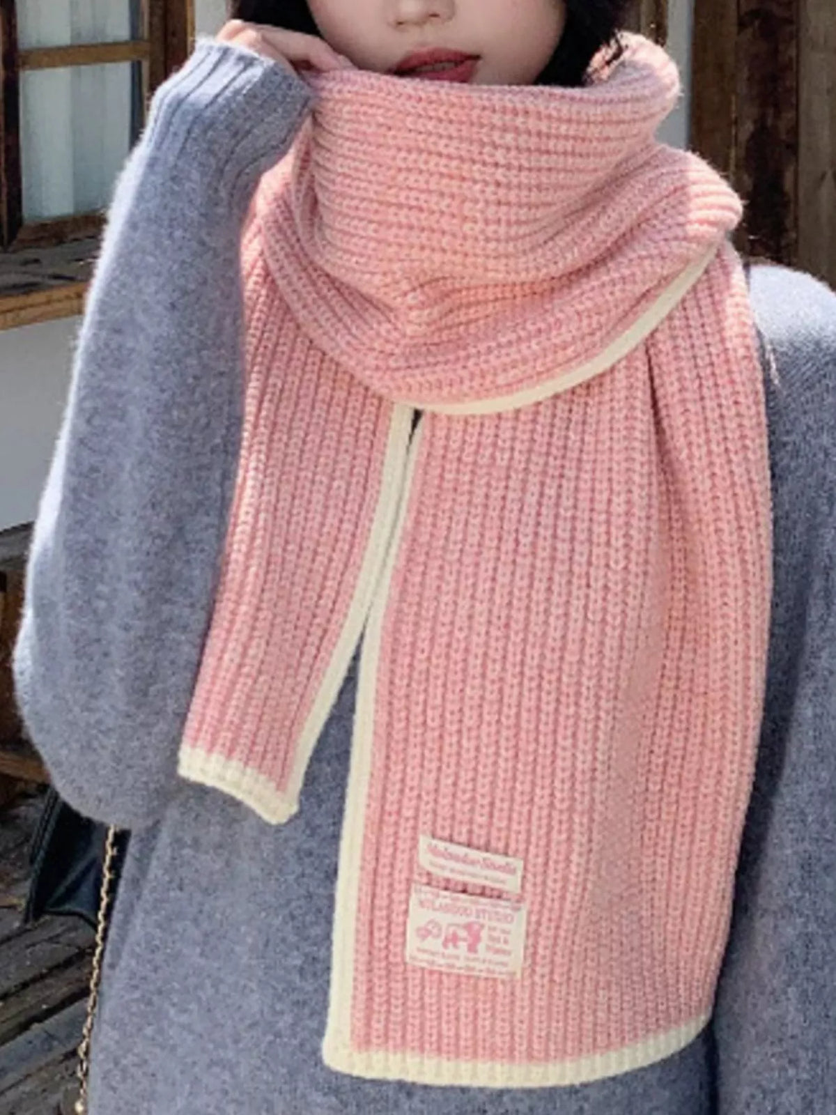 Contrast Trim Knitted Winter Scarf - Lilixa.store