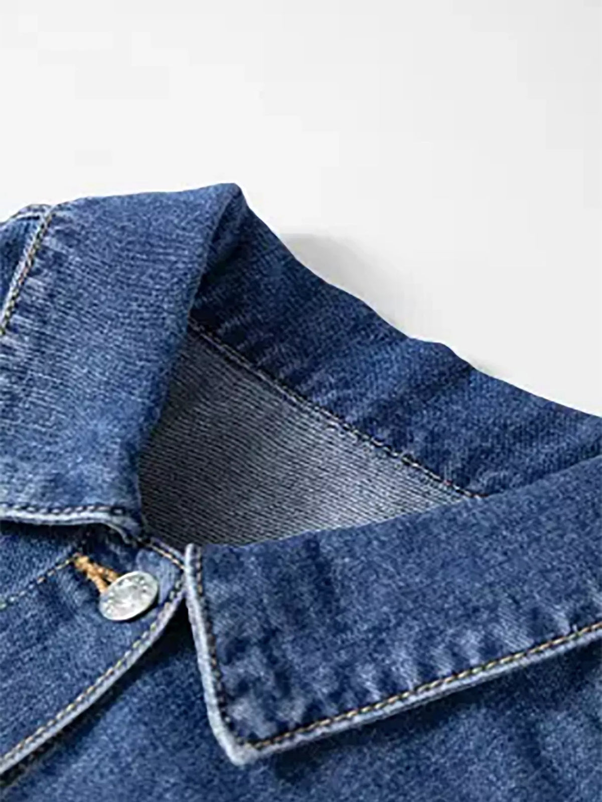 Raw Hem Two-Tone Denim Jacket - Lilixa.store