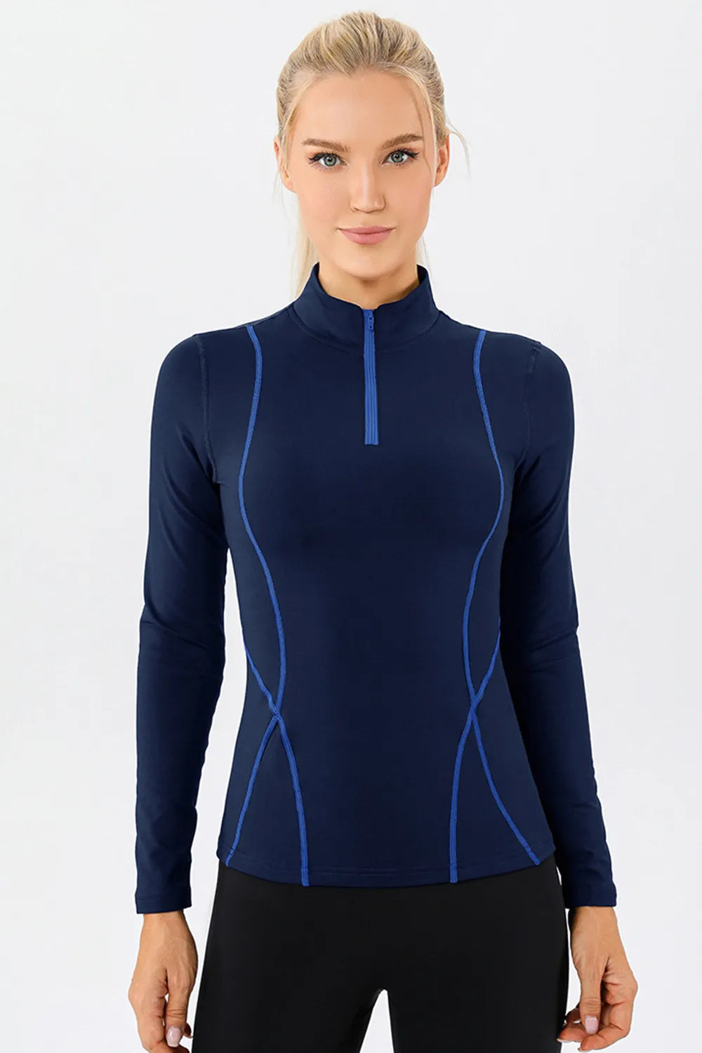 Mock Neck Quarter Zip Active T-Shirt - Lilixa.store