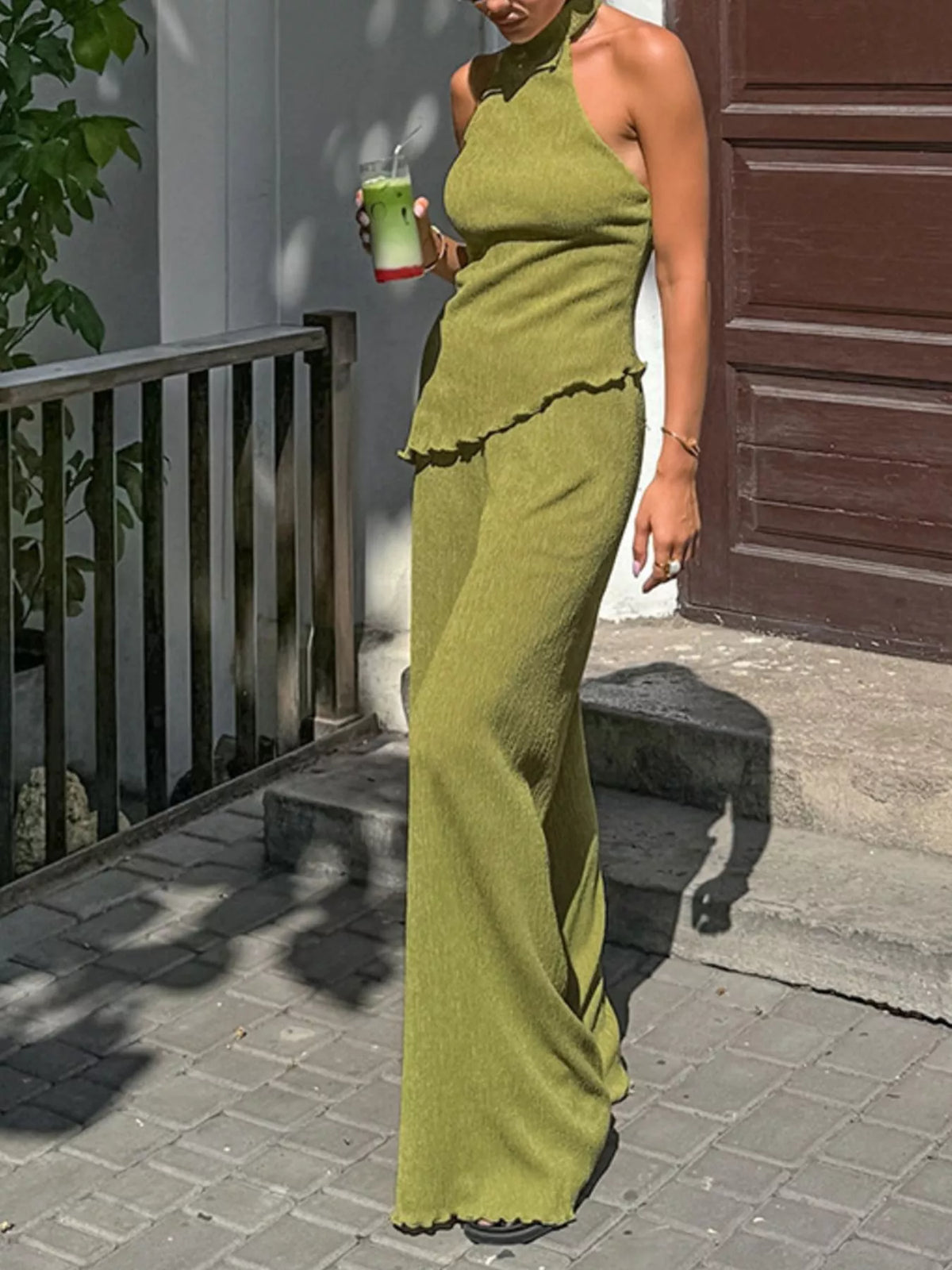 Sleeveless Top and Wide-Leg Pants Two-Piece Set, view 4