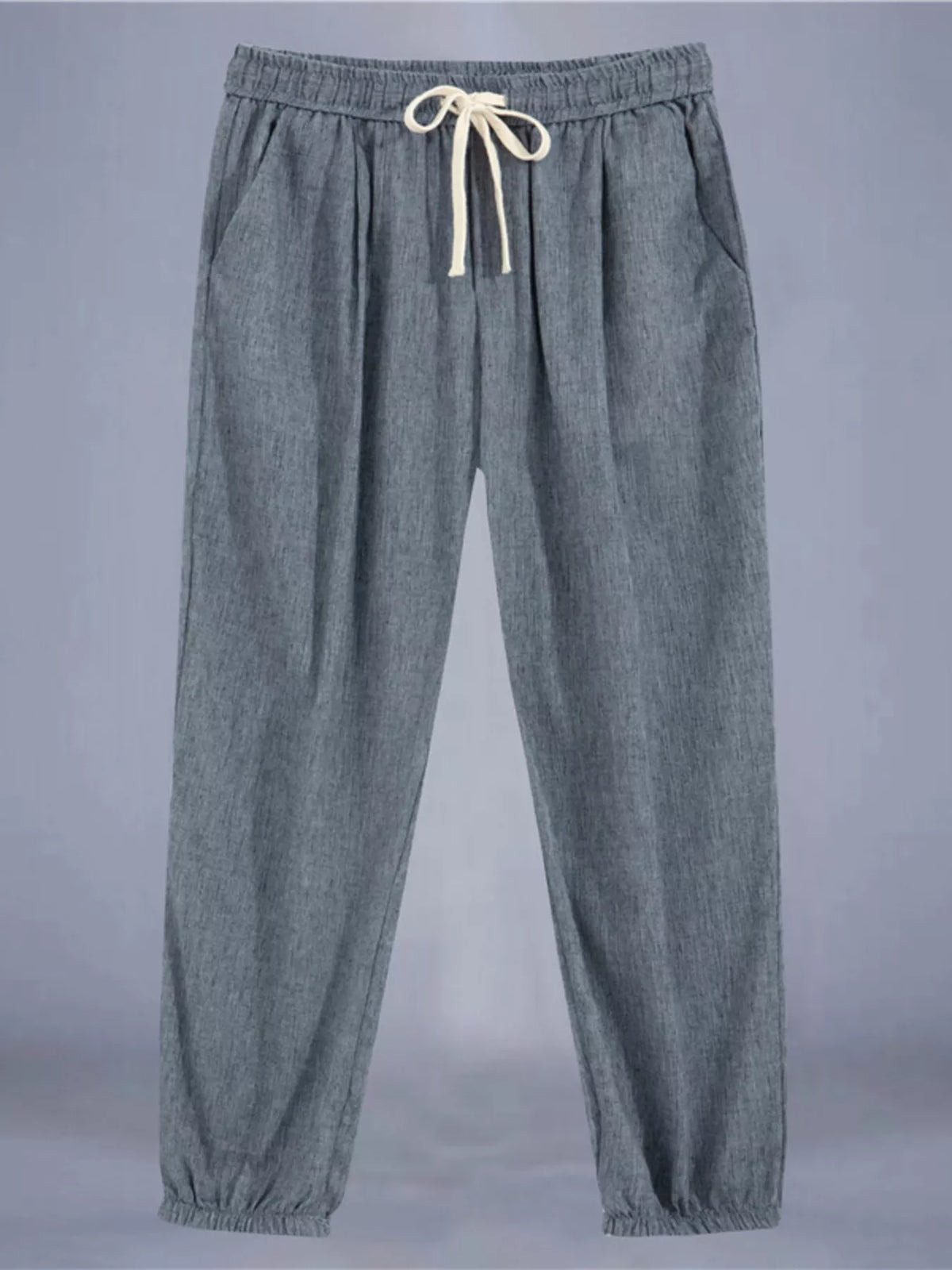 Men's Plus Size Drawstring Loose Fit Pants in Grey