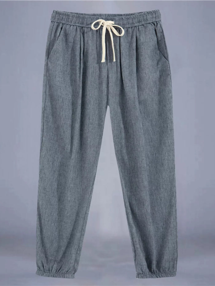 Men's Plus Size Drawstring Loose Fit Pants in Grey
