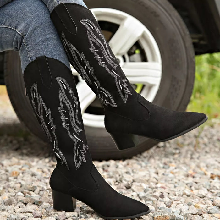 Point Toe Block Heels Boots - Lilixa.store