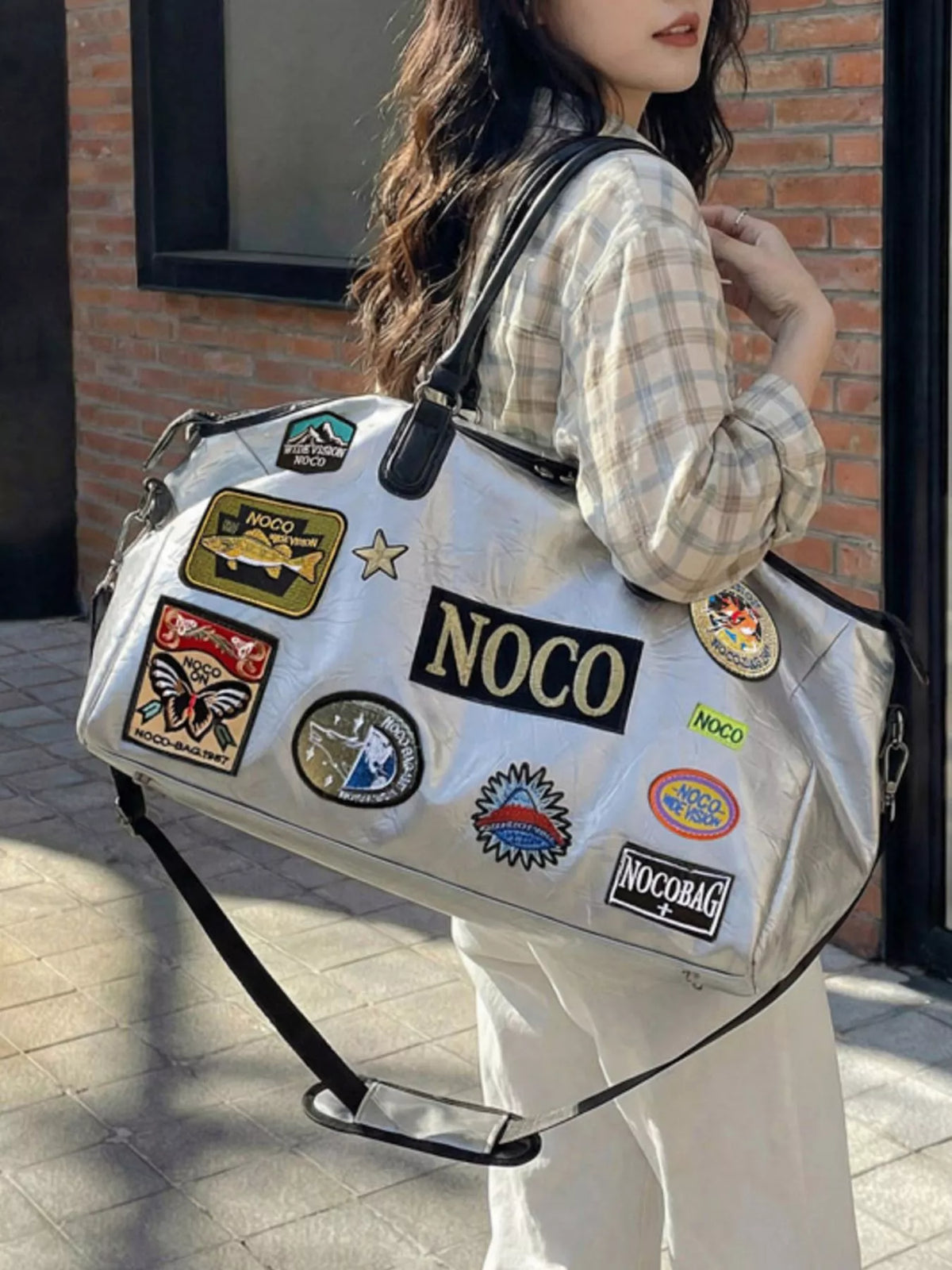 Patchwork Embellished Travel Bag - Lilixa.store