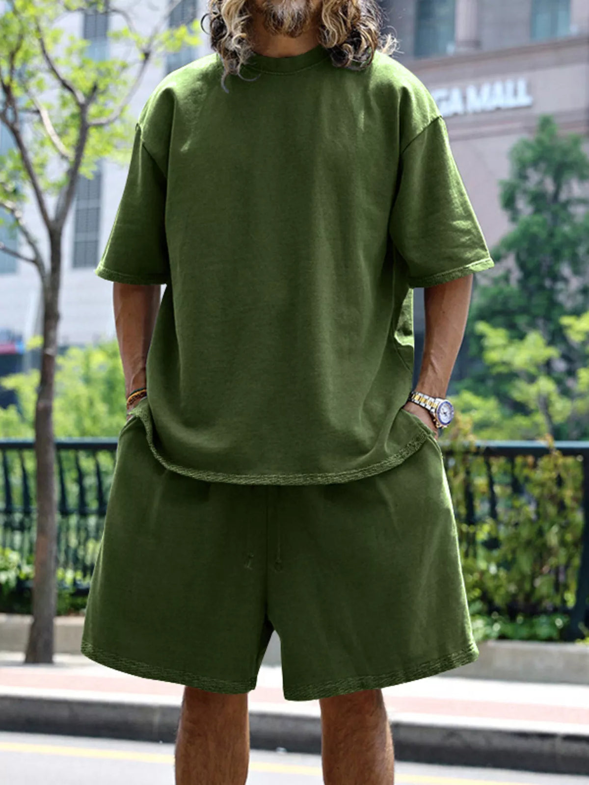 Men's Full Size Relaxed Fit T-Shirt & Shorts Set Plus Size - Lilixa.store