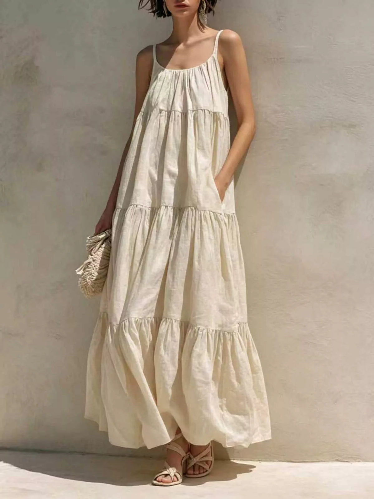 Tiered Scoop Neck Maxi Dress - Lilixa.store