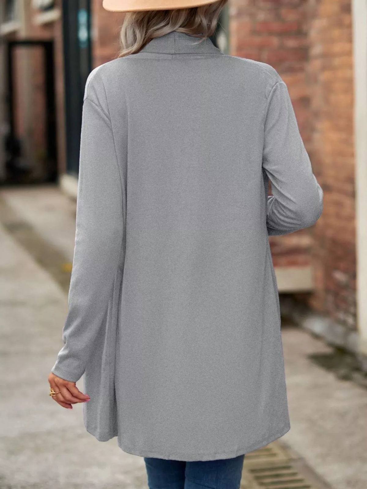 Open-Front Dropped Shoulder Cardigan - Lilixa.store