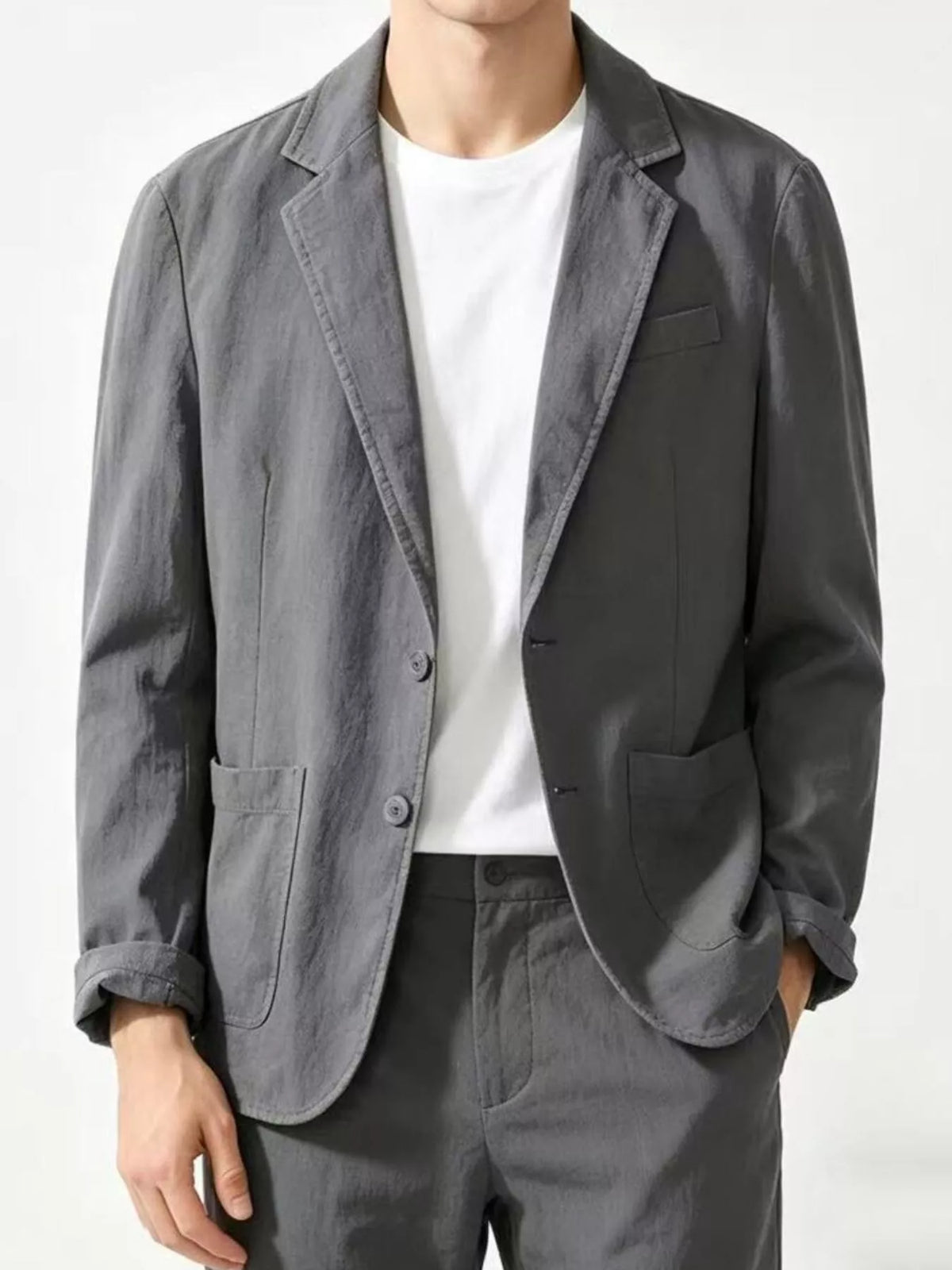 Men's Plus Size Button Up Long Sleeve Blazer - Lilixa.store