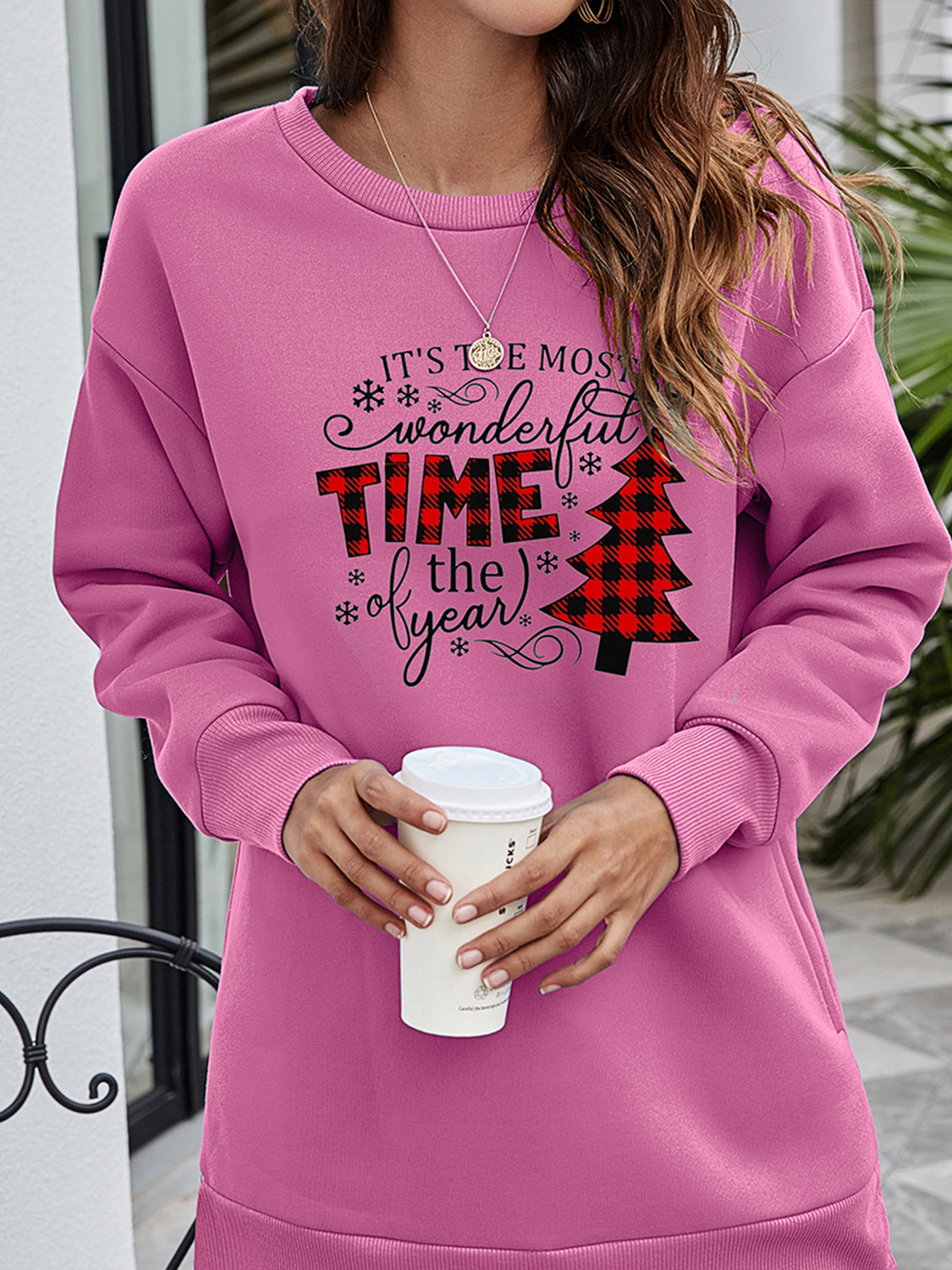 Christmas Tree Graphic Drop Shoulder Sweatshirt - Lilixa.store