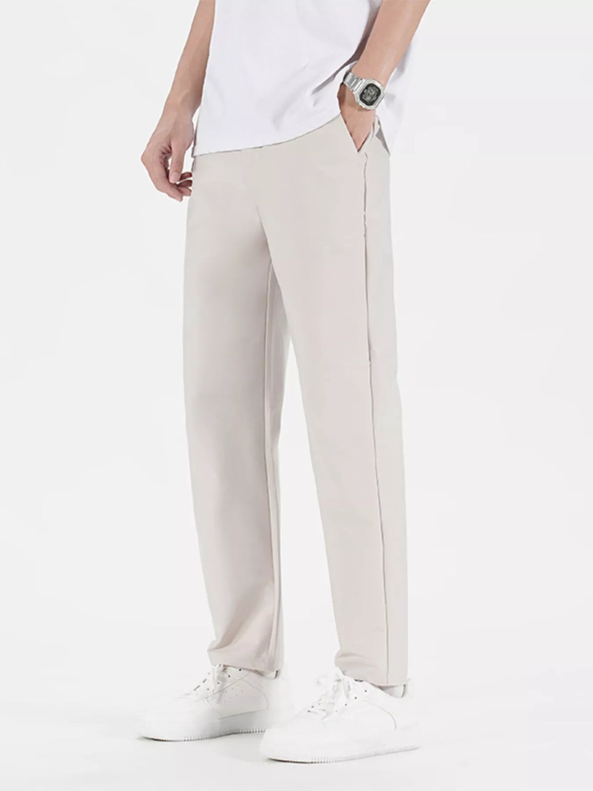 Men's Plus Size Casual Loose Fit Pants in Light Gray