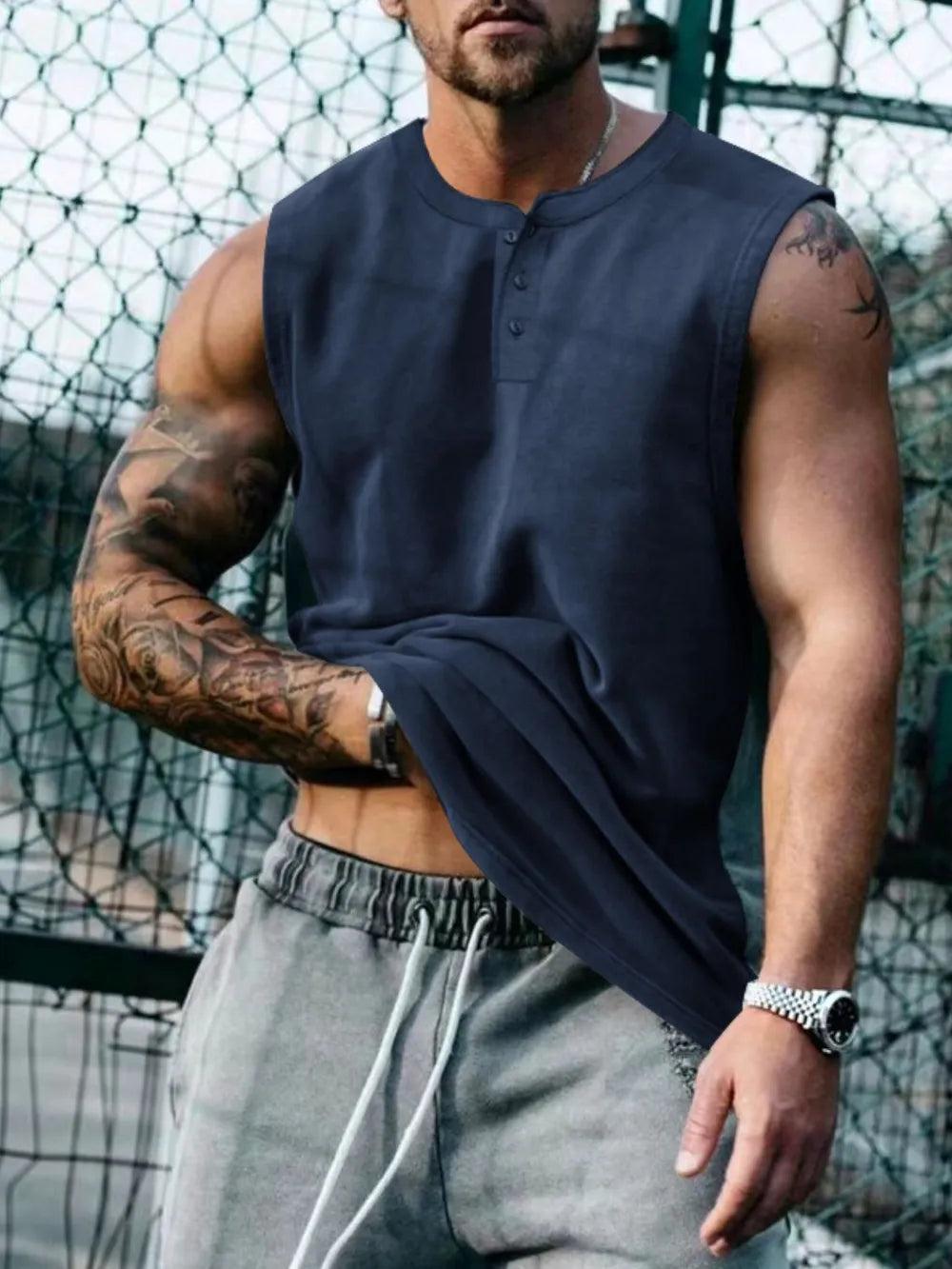 Men's Plus Size Round Neck Tank - Lilixa.store