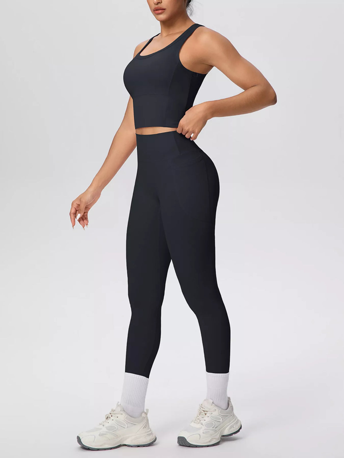 Scoop Neck Tank and High-Waisted Leggings Active Set, view 5