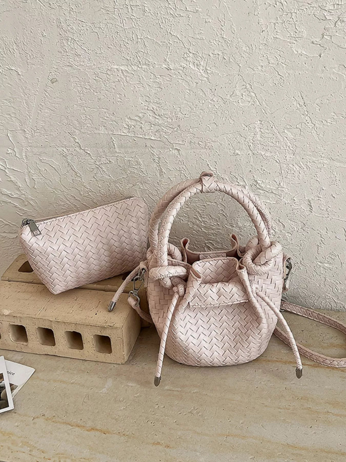 Woven Bucket Crossbody Bag
