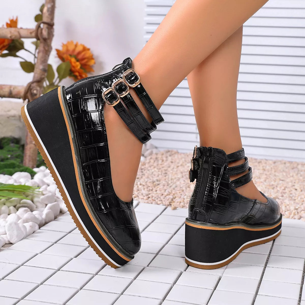 Multi-Strap Wedge Pumps - Lilixa.store