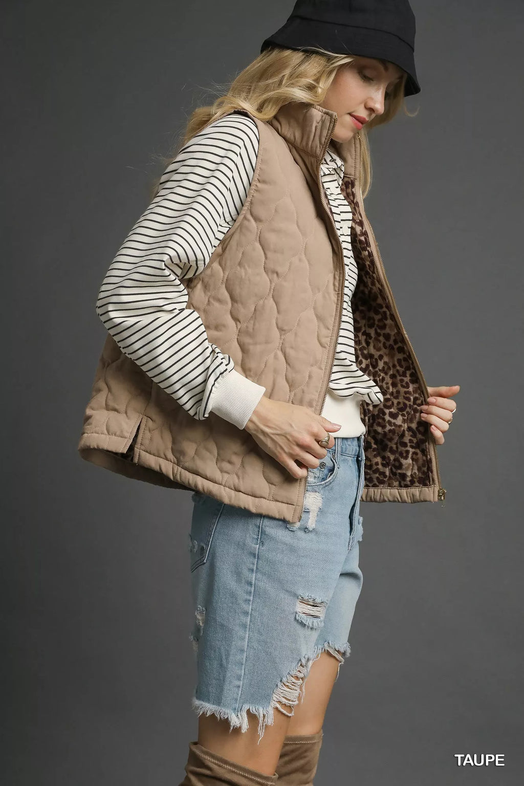 Umgee Quilted Zip-Up Vest - Lilixa.store