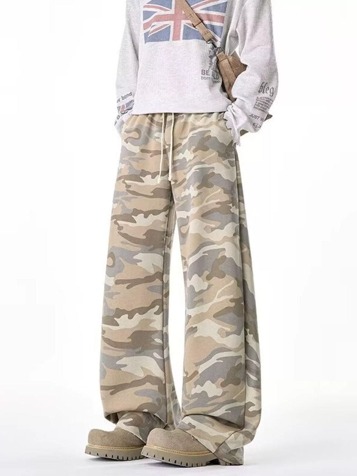 Men's Camouflage Wide-Leg Pants