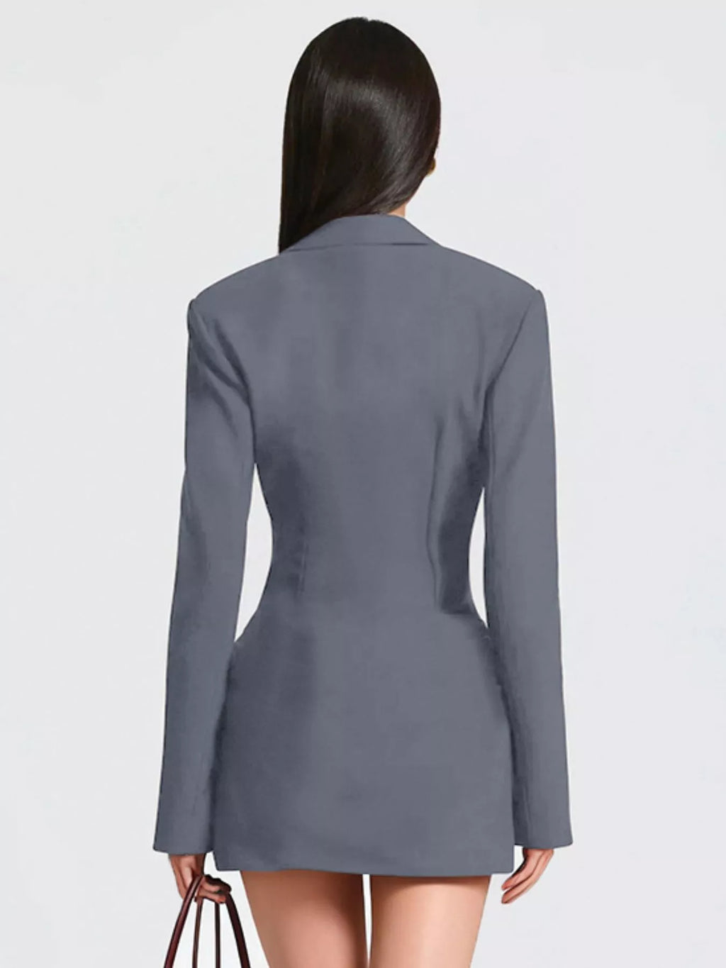 Full Size Blazer-Style Long Sleeve Mini Dress Plus Size - Lilixa.store