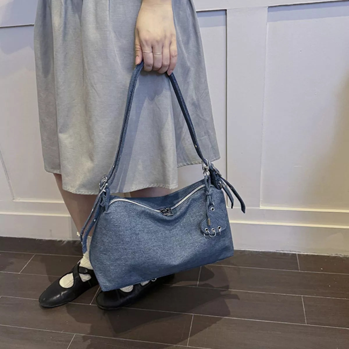 Adjustable Strap Denim Shoulder Bag - Lilixa.store