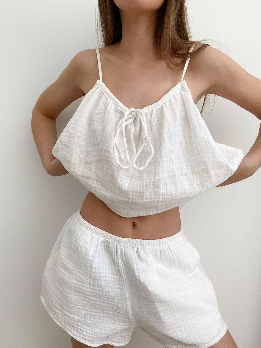 Tie Front Relaxed Fit Cami and Shorts Set - Lilixa.store