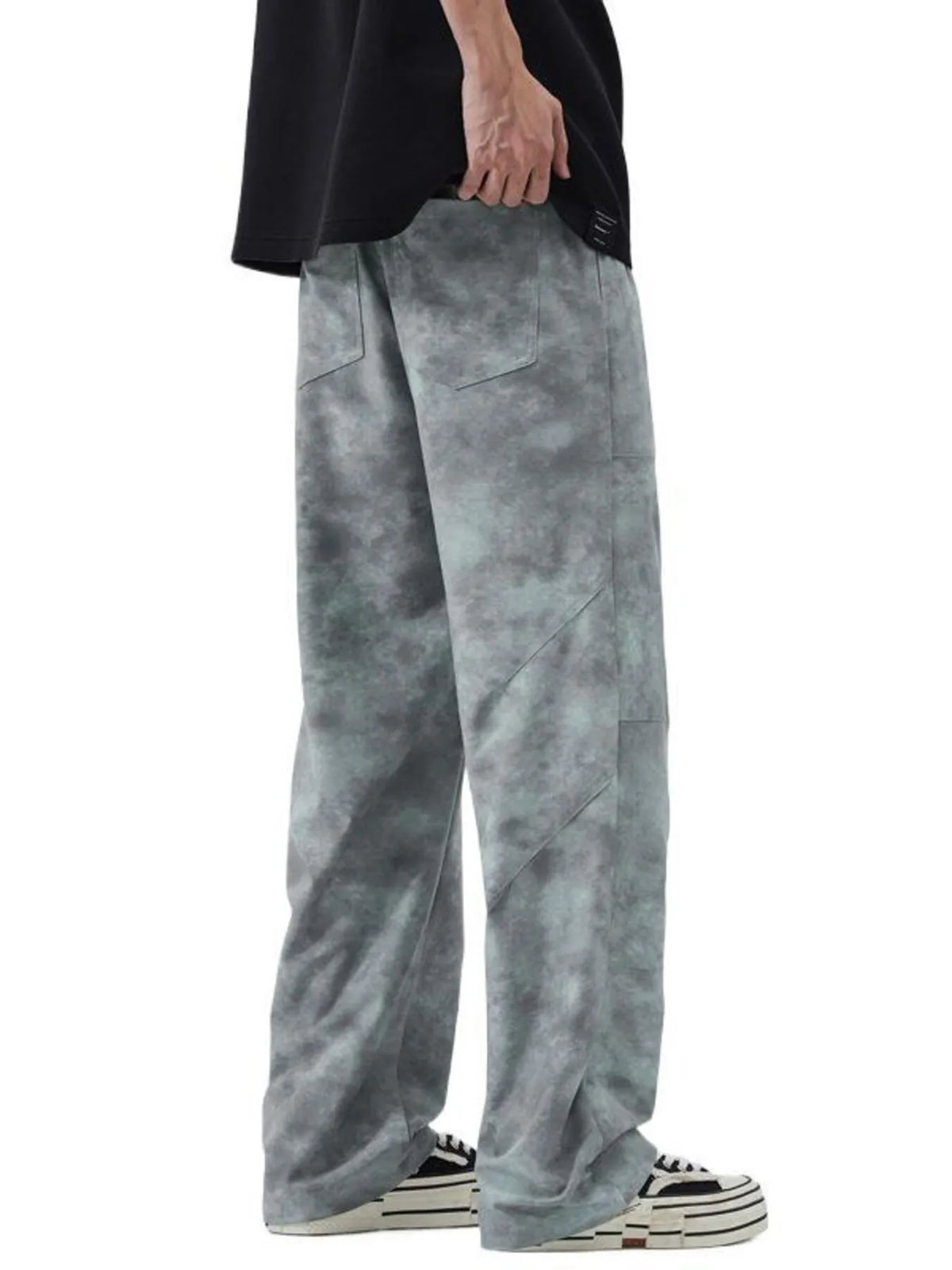 Men's Full Size Relaxed Fit Tie-Dye Wide Leg Cargo Pants Plus Size, view 2