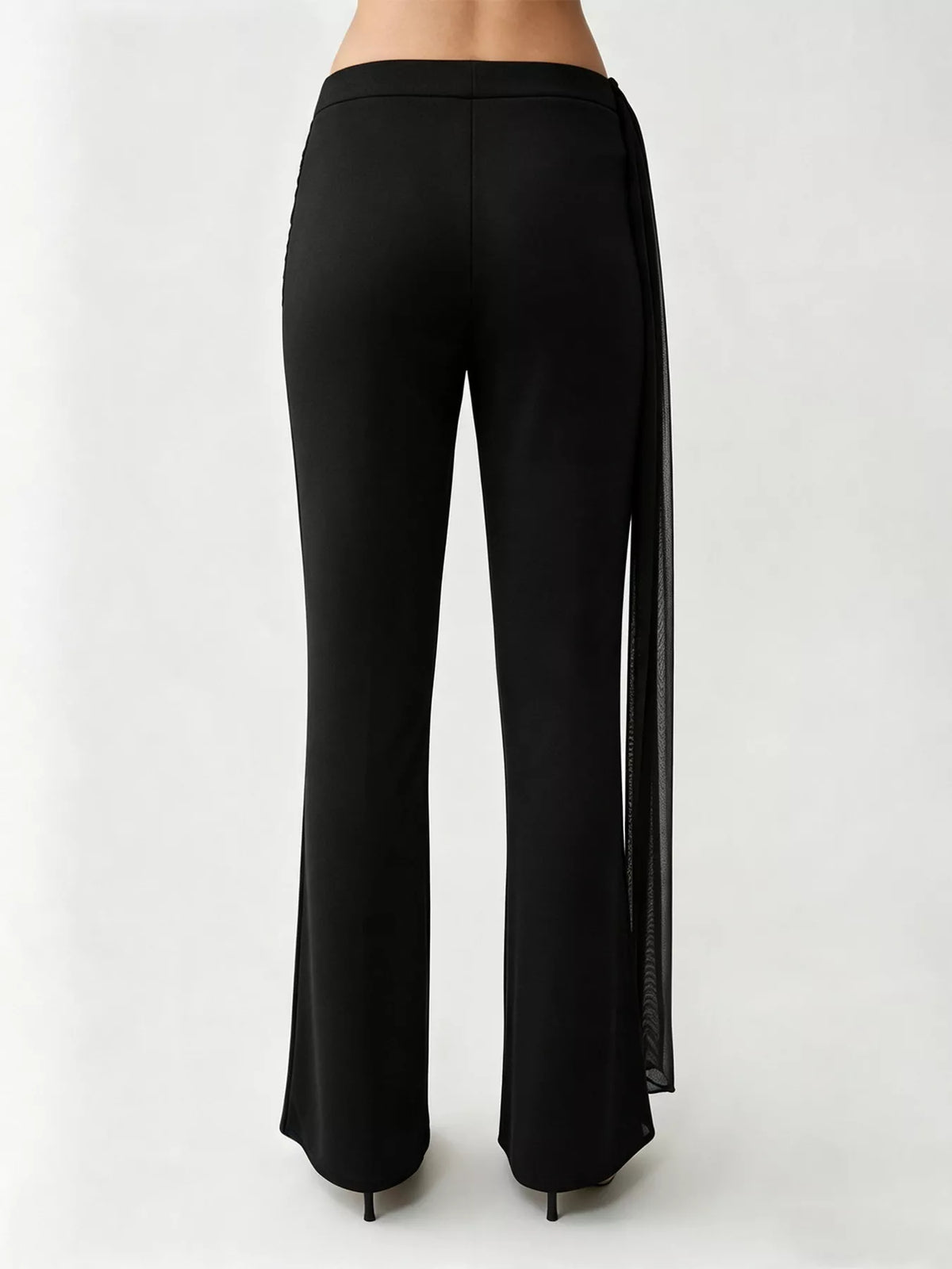 Draped Mesh Flare Pants