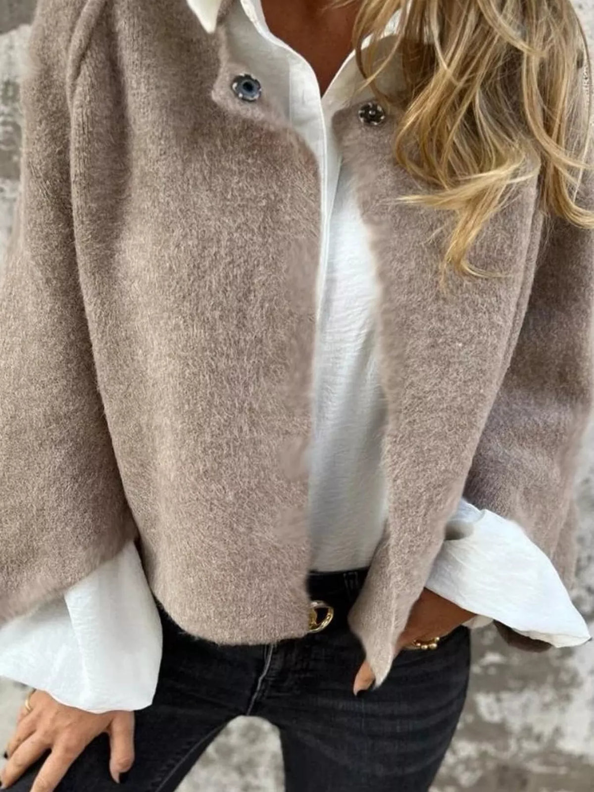Full Size Solid Color Long Sleeve Outerwear Plus Size, view 2